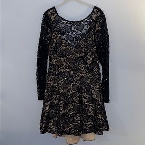 black sparkly, lace, backless formal dress